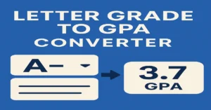 Letter Grade to GPA Converter Tools (4.0 Scale + Weighted Option) Letter grade to GPA conversion chart with A to F grade scale and weighted GPA options