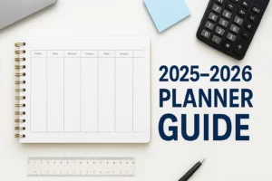 Best 2025–2026 Planners: Honest Reviews & Picks That Actually Work 2025-2026 Planner Guide for students and professionals with weekly study planner layout, calculator, and stationery