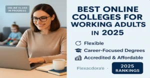 Adult student attending online college class at home, representing the best online colleges for working adults in 2025 with flexible schedules and affordable programs