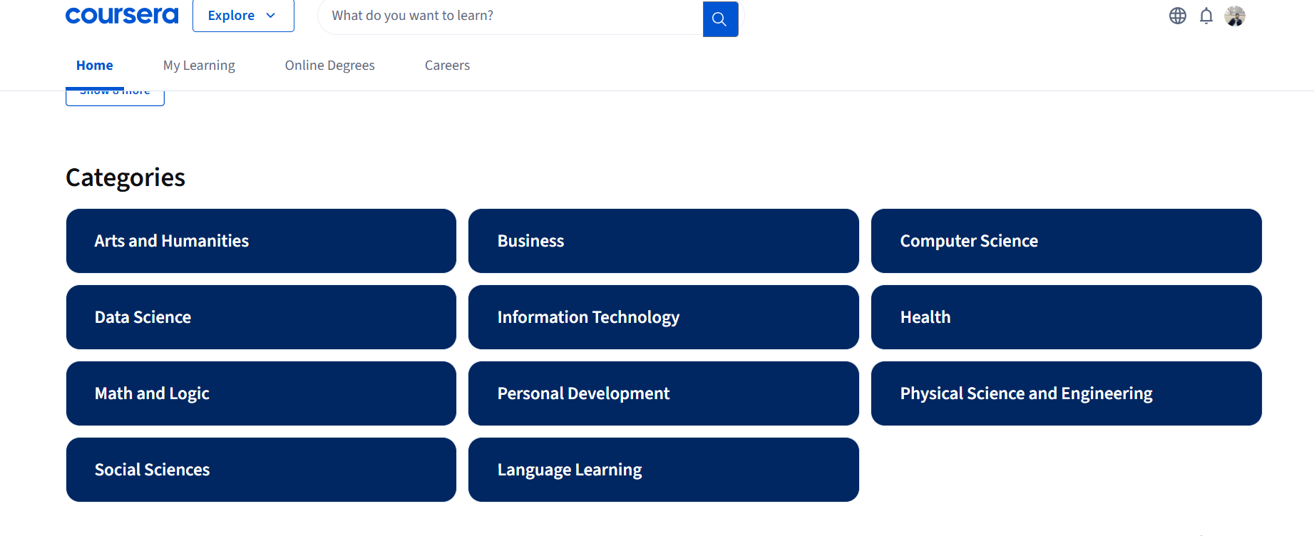 Screenshot of Coursera homepage or course catalog What is Coursera?