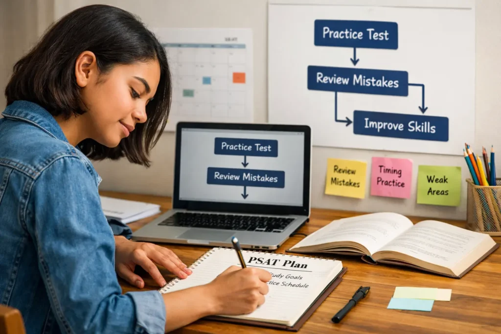 Student planning how to use practice PSAT tests effectively